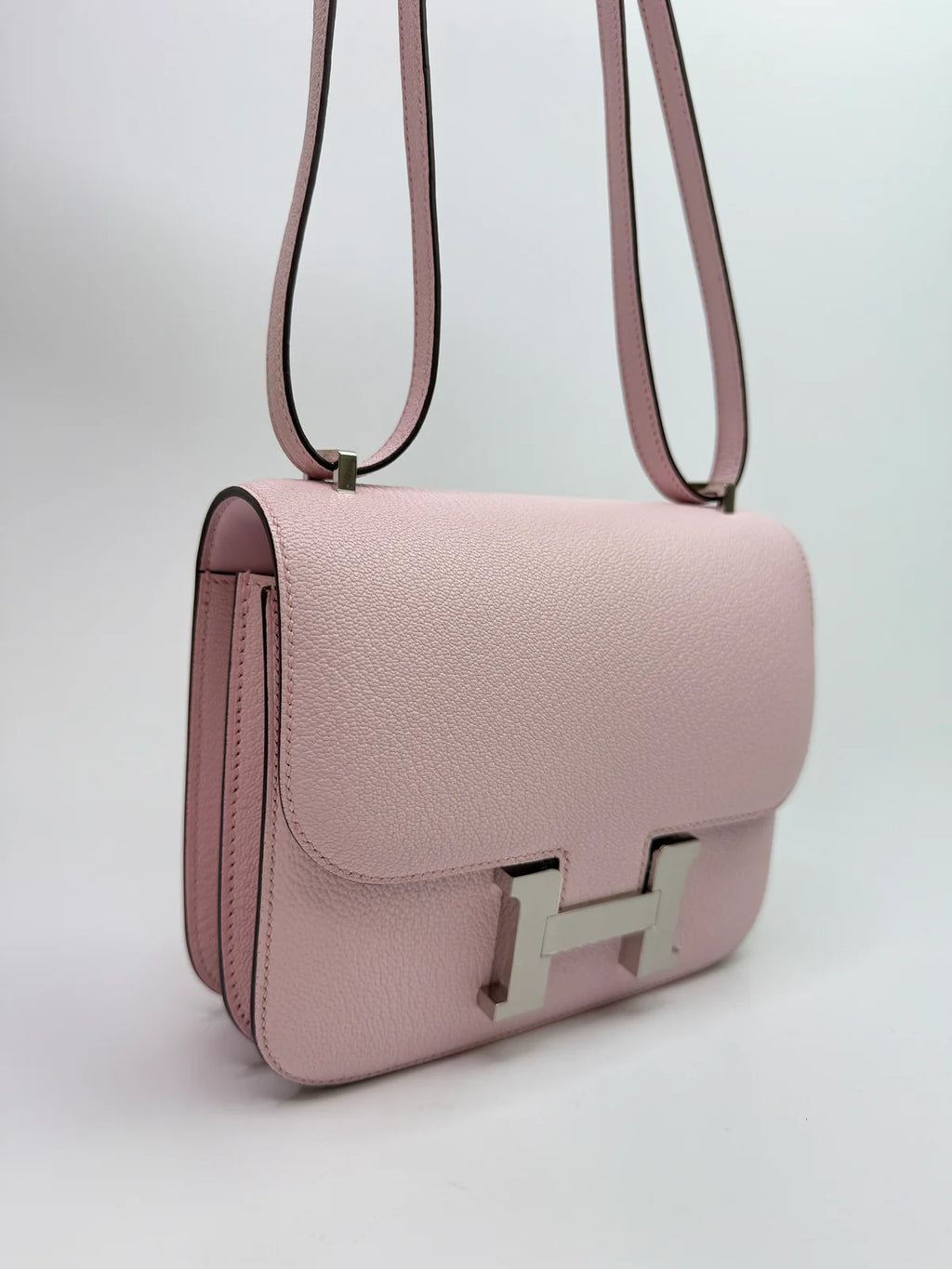 HERMÈS CONSTANCE 18 IN ROSE CHÈVRE LEATHER WITH PALLADIUM HARDWARE