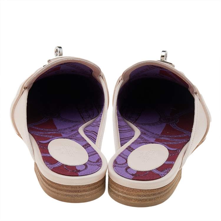 Hermes Pink Leather Kelly Mule Flats Size 38.5