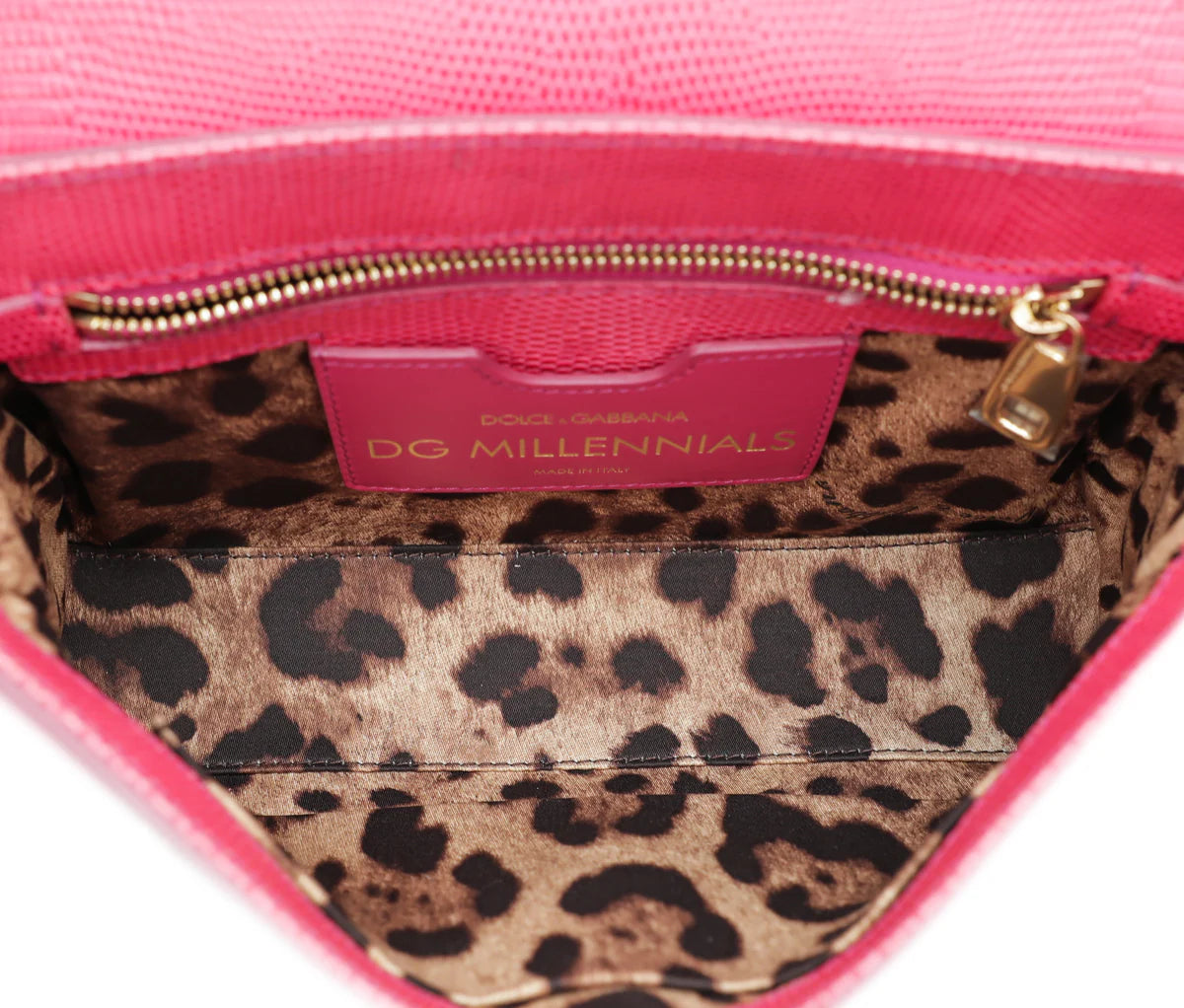 Dolce & Gabbana Red Lizard Millennials Flap Chain Bag