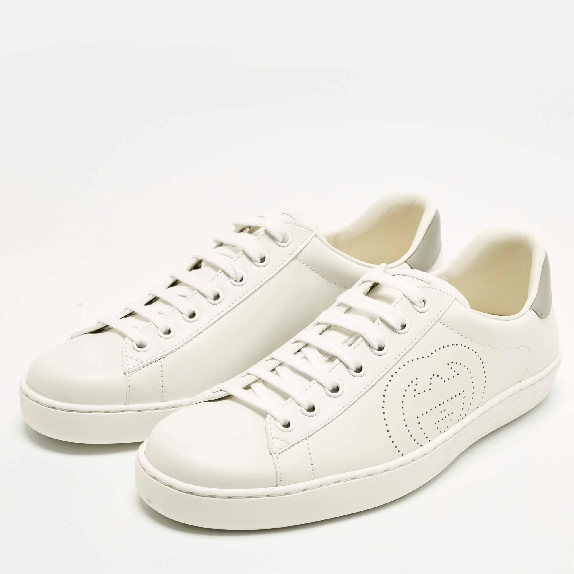 Gucci Ace Size 40 White Leather Lace Up Sneakers