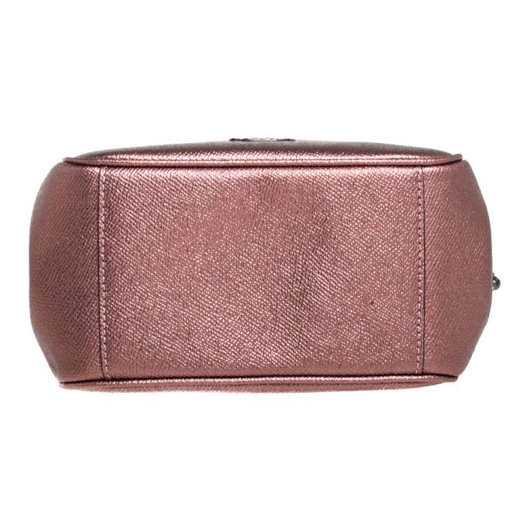 Coach Metallic Pink Leather Pearl KissLock Crossbody Bag