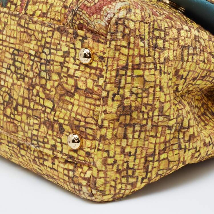 Dolce & Gabbana Multicolor Fabric and Snakeskin Ancient Opulence Printed Medium Miss Sicily Bag