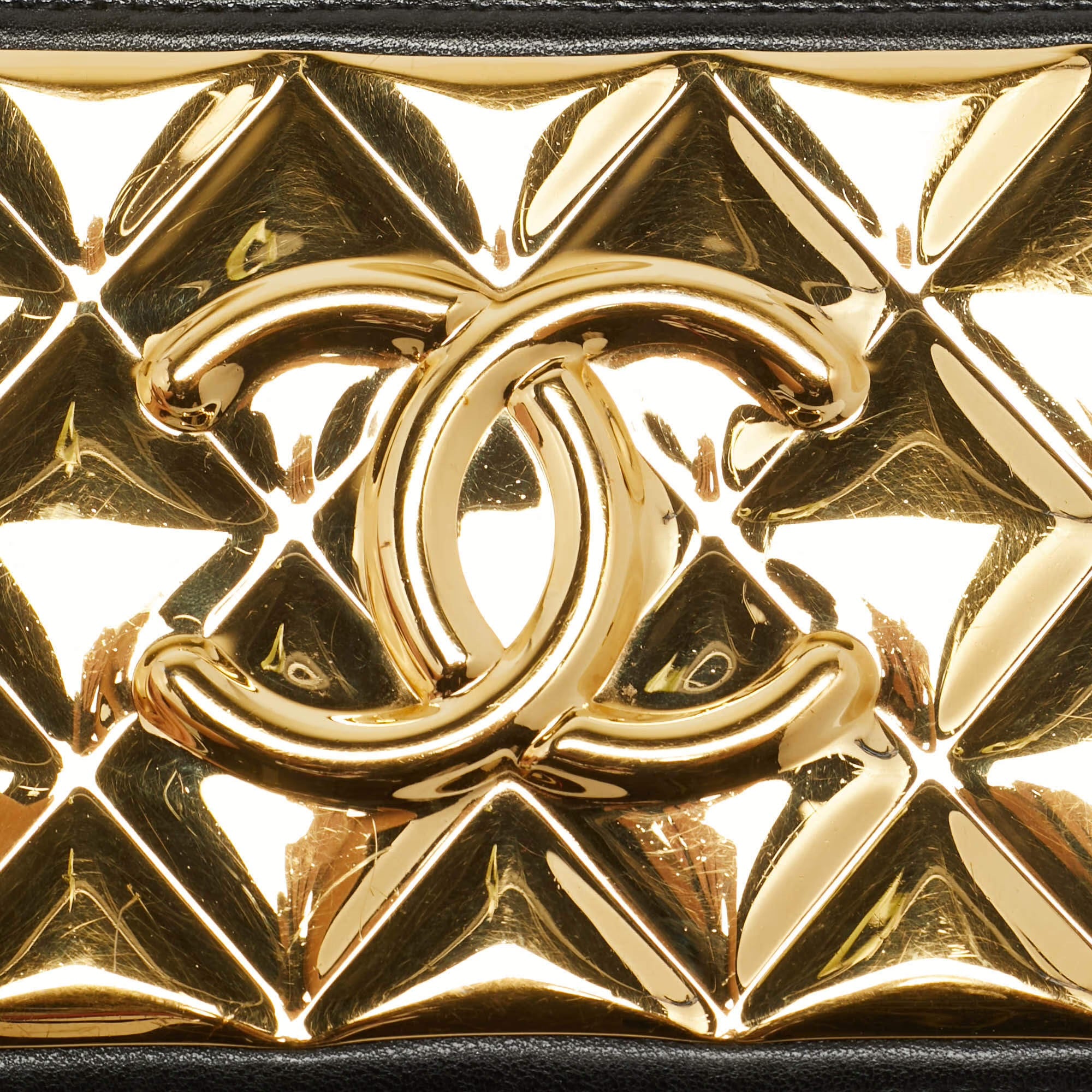 Chanel Vanity CC Metal Plate Mini Black/Gold Quilted Leather Shoulder Bag