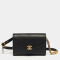 Chanel Coco Black Chevron Leather Waist Belt Bag