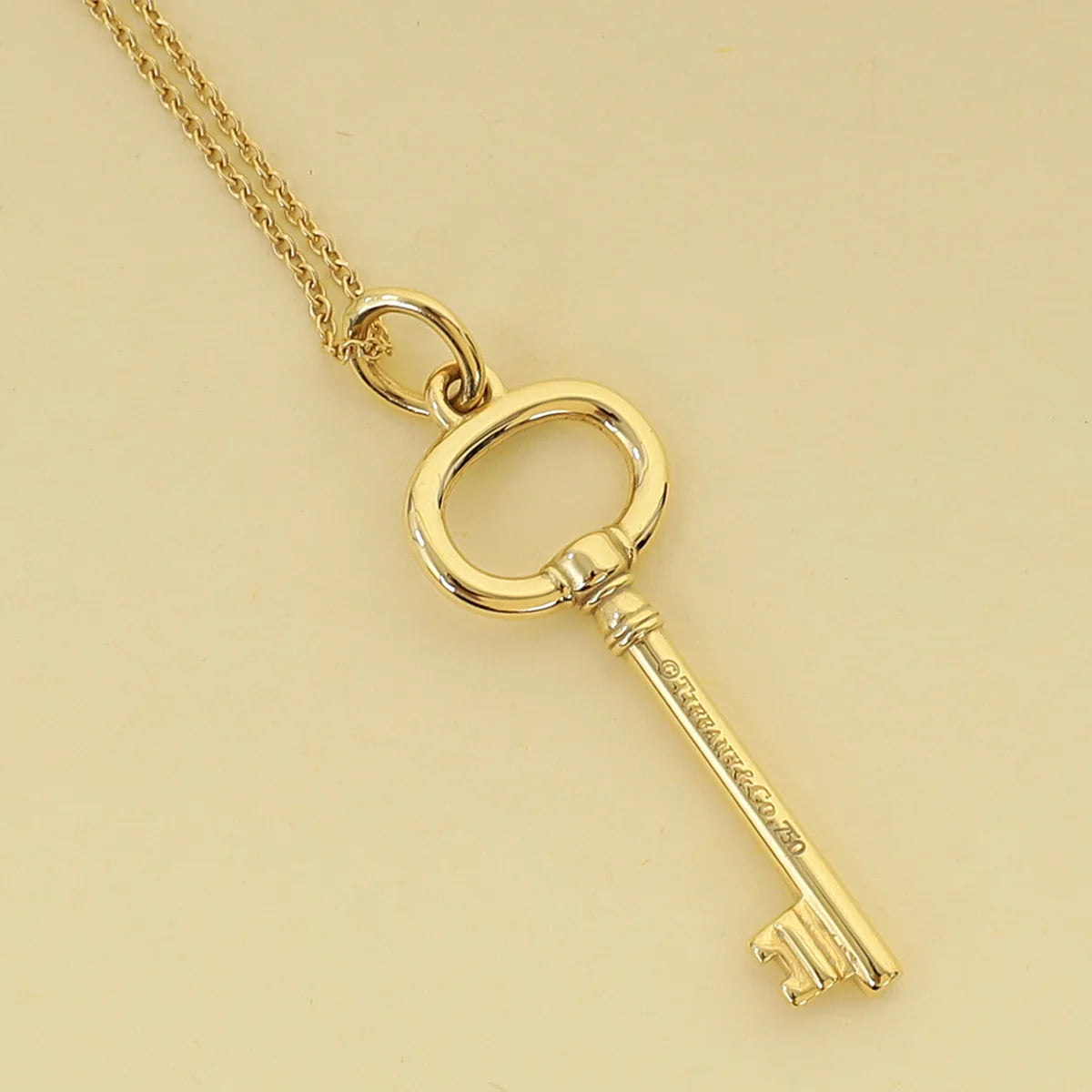 Tiffany & Co. 18K Yellow Gold Oval Key Pendant Necklace