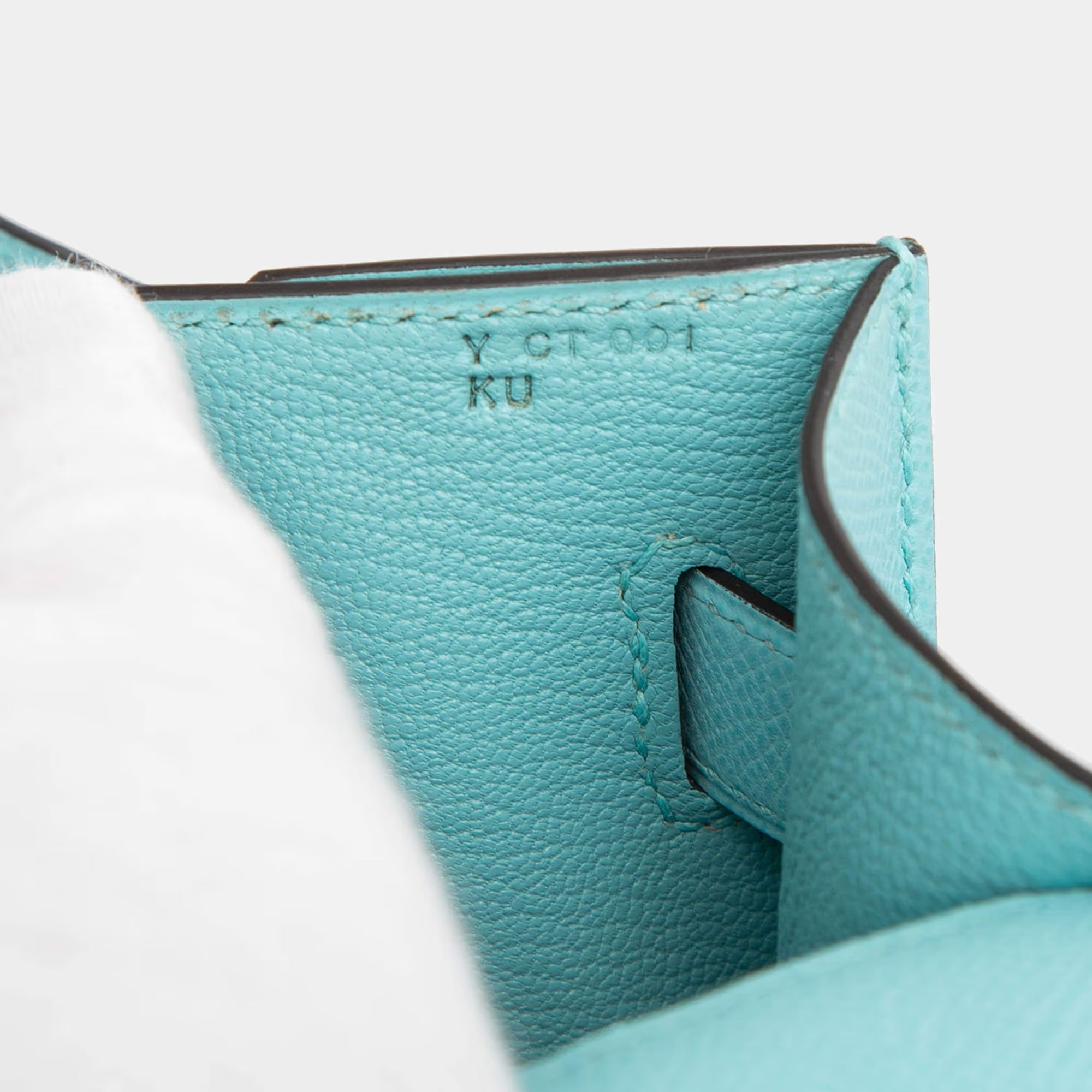 Hermes Blue Atoll Epsom Kelly Depeches Pouch 25