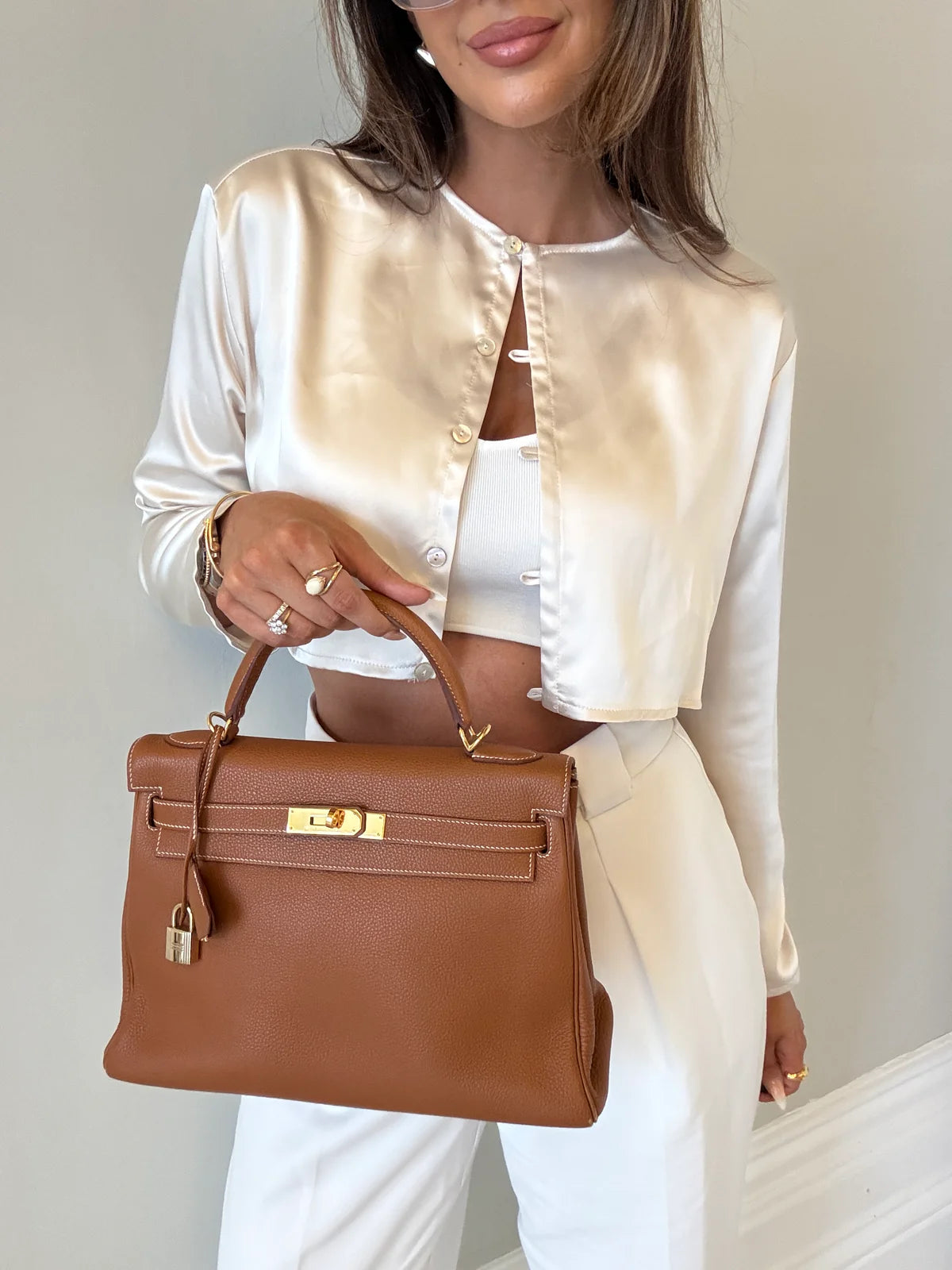 HERMÈS KELLY 28 IN GOLD CLEMENCE LEATHER WITH GHW