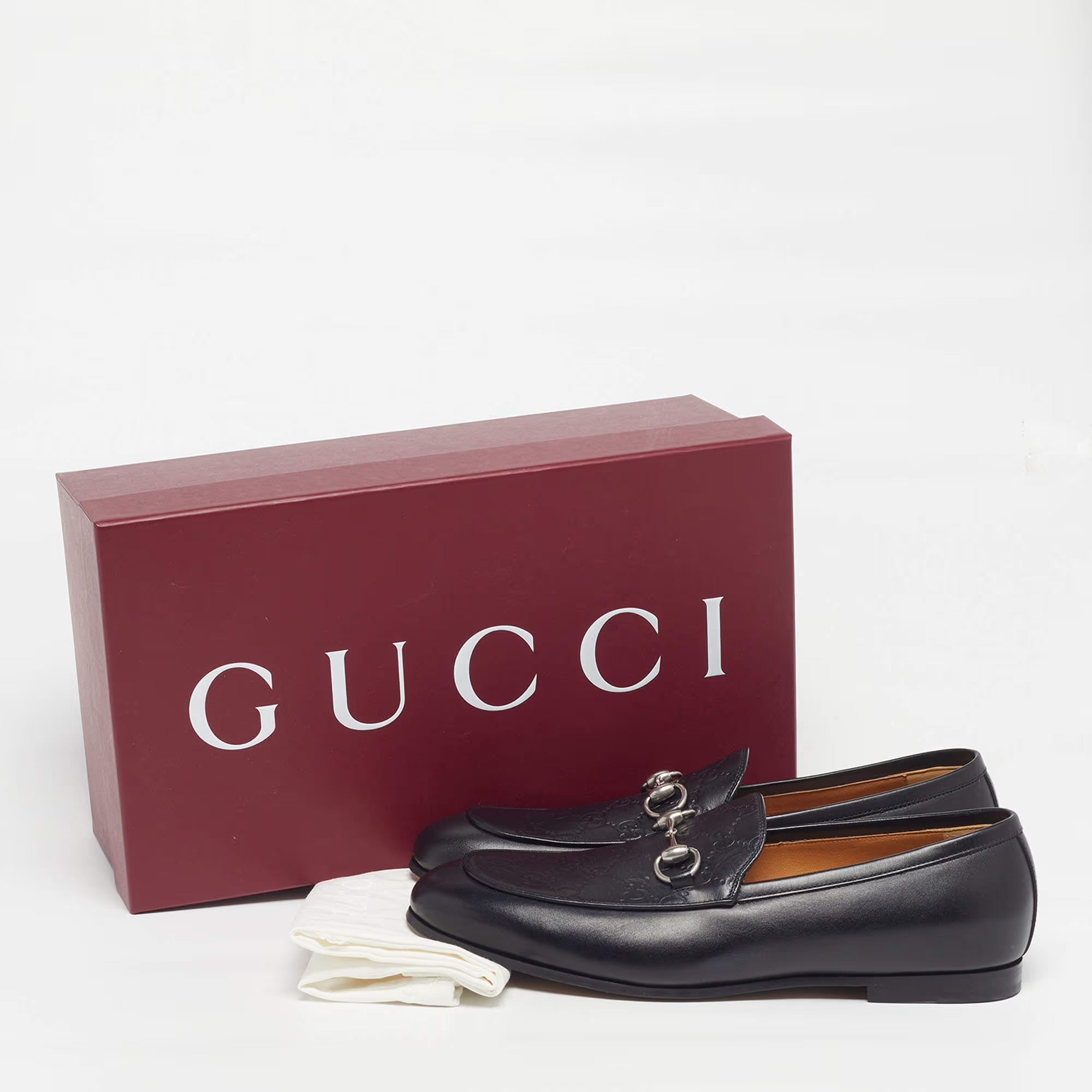 Gucci Jordy Size 43 Black Guccissima Leather Loafers