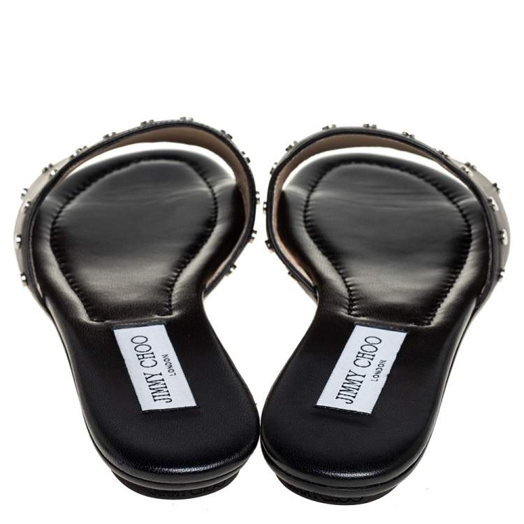 Jimmy Choo Black Leather Studded Nanda Mules Size 39